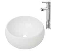 vidaXL Lavabo de baño con grifo mezclador cerámica blanco 400 x 160 mm