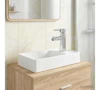 vidaXL Lavabo de baño con grifo y desagüe Cromado