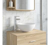 vidaXL Lavabo de baño con grifo y desagüe Cromado