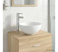 vidaXL Lavabo de baño con grifo y desagüe Cromado 32 x 32 x 13 cm