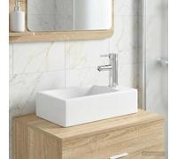 vidaXL Lavabo de baño con grifo y desagüe Cromado 45,5 x 25,5 x 13 cm