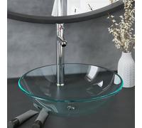 vidaXL Lavabo de baño con grifo y desagüe de empuje vidrio templado