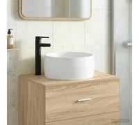vidaXL Lavabo de baño con grifo y desagüe Negro Mate