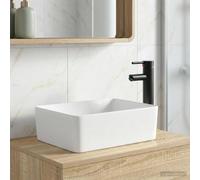 vidaXL Lavabo de baño con grifo y desagüe Negro Mate