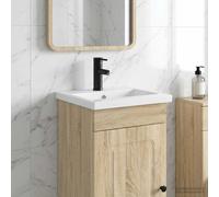 vidaXL Lavabo de baño con grifo y desagüe Negro Mate 42 x 40 x 16,5 cm