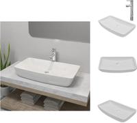 vidaXL: Lavabo de baño rectangular blanco con grifo mezclador de cerámica