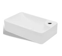 vidaXL Lavabo de baño redondo sobre encimera de cerámica blanco con orificio de grifo y desagüe