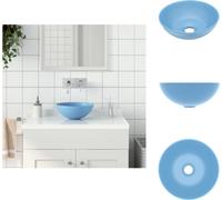 vidaXL: Lavabo de cerámica, color azul claro, forma redonda - Lavabo para baño