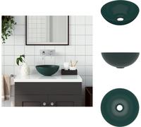 vidaXL: Lavabo de cerámica, color verde oscuro, forma redonda - Lavabo para baño