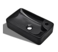 vidaXL Lavabo de cerámica para baño con agujero para grifo negro