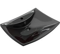 vidaXL: Lavabo de cerámica de lujo con desbordamiento y agujero para grifo, color negro