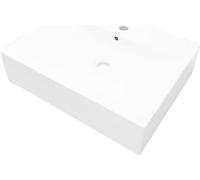 vidaXL Lavabo de cerámica rectangular blanco de lujo, con orificio para grifo, 60x46 cm