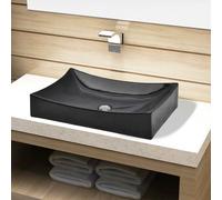 vidaXL Lavabo de cerámica rectangular color negro
