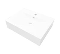 vidaXL Lavabo rectangular de cerámica 60x46 cm con orificio de grifo y desbordamiento Blanco