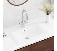 vidaXL Lavabo rectangular de cerámica 60x46 cm con orificio de grifo y desbordamiento Blanco