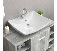 vidaXL Lavabo de cerámica rectangular con orificio de grifo y desagüe
