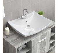 vidaXL Lavabo de cerámica rectangular con orificio de grifo y desagüe