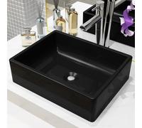 vidaXL Lavabo de cerámica rectangular negro 41x30x12 cm