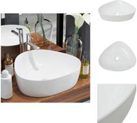 vidaXL Lavabo de cerámica triangular, blanco, 50,5 x 41 x 12 cm - Lavabo para baño
