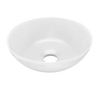 vidaXL Lavabo de cuarto de baño redondo cerámica blanco mate