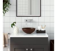 vidaXL Lavabo de cuarto de baño redondo cerámica marrón oscuro