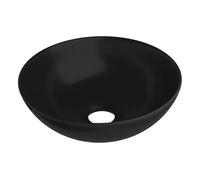 vidaXL Lavabo de cuarto de baño redondo cerámica negro mate