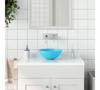 vidaXL Lavabo de cuarto de baño redondo cerámica verde claro