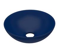 vidaXL Lavabo redondo de cerámica montado encima – Moderno, lujo, fácil de limpiar – Azul oscuro