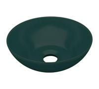 vidaXL Lavabo de Cuarto de Baño Redondo Lujo Tocador Montado Encima Aseo Indoro Cocina Garaje Fácil de Limpiar Moderno Cerámica Verde Oscuro