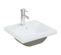 vidaXL Lavabo de encastrar con grifo, 42x39x18 cm, cerámica, blanco