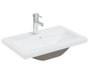 vidaXL Lavabo de encastrar con grifo, 61x39x18 cm, cerámica, blanco