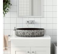 vidaXL Lavabo de encimera ovalado cerámica negro y azul 56,5x36,5x13,5 cm