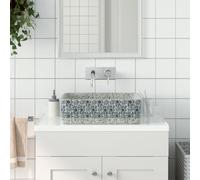 vidaXL Lavabo de encimera rectangular cerámica gris azul 46x35,5x13 cm