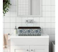 vidaXL Lavabo de encimera rectangular cerámica negro/azul 46 x 35,5 x 13 cm