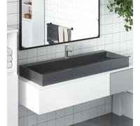 vidaXL Lavabo de fundición de mineral/mármol 120x46x11 cm Color Negro, Antracita, y mas