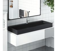 vidaXL Lavabo de fundición de mineral/mármol 120x46x11 cm Color Negro, Antracita, y mas