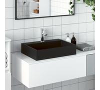 vidaXL Lavabo de encimera de fundición de mineral/mármol Negro mate 50x38x11 cm