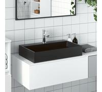 vidaXL Lavabo de fundición de mineral/mármol 60x38x11 cm Negro Mate