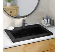 Vidaxl lavabo de granito negro 600x450x120 mm