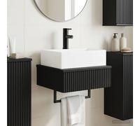 vidaXL Lavabo de Lavado Montado en la Pared Negro 40 x 41 x 39 cm