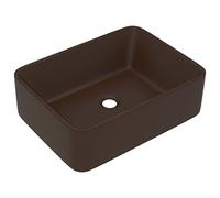 vidaXL Lavabo de lujo Tocador vasija piedra encimera Cerámica fácil de limpiar Marrón oscuro mate