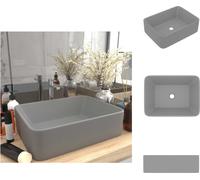 vidaXL Lavabo de lujo, color gris claro mate, 41x30x12 cm, cerámica - Lavabo para baño