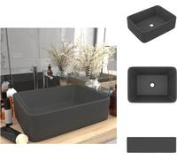 vidaXL Lavabo de lujo, color gris oscuro mate, 41x30x12 cm, cerámica - Lavabo para baño