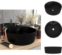 vidaXL Lavabo de lujo con desbordamiento, color mate, 36x13 cm, cerámica - Lavabo para baño