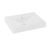 vidaXL Lavabo de lujo con grifo cerámica 60x46 cm blanco mate
