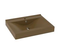 vidaXL Lavabo de lujo con grifo cerámica 60x46 cm crema mate