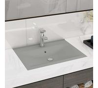 vidaXL Lavabo de lujo con grifo cerámica 60x46 cm gris claro
