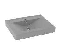 vidaXL Lavabo de lujo con grifo cerámica 60x46 cm gris claro