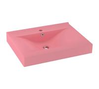 vidaXL Lavabo de lujo con grifo cerámica 60x46 cm Rosa Mate