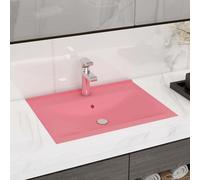 vidaXL Lavabo de lujo con grifo cerámica 60x46 cm Rosa Mate